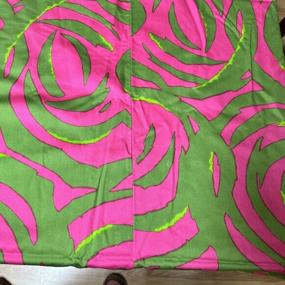 Vtg Retro Cloth Tablecloth Green Hot Pink Rectangle 40 x 48 1970s Groovy MCM - Picture 7 of 10